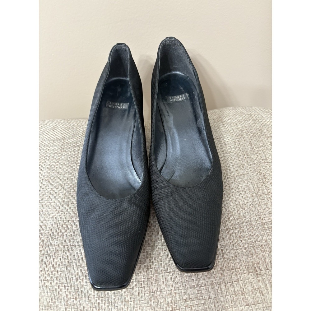 Stuart Weitzman Women's Black Square Toe Pumps Vintage Block Heel Size 8.5 B - Picture 5 of 8